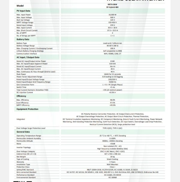 Sogo 8kw Hybrid inverter - Image 3